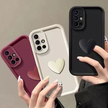 3D Lovely Heart силиконовый чехол для Samsung Galaxy A71 A51 A56 A36 A16 A06 A55 A35 A25 A15 A05 A05S A54 A34 A24 A14 A53 A23 A13 милый чехол мягкий чехол из ТПУ Samsung Galaxy S20 белый