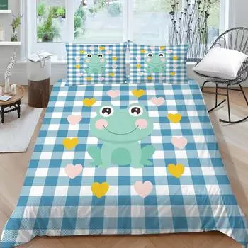 3D Love frog Постельное белье Комплект домашней постельного белья King Single Size 2/3 шт Пододеяльники Крутой уникальный дизайн пододеяльник Костюм UK Single 135x200cm