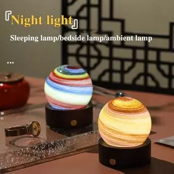 3D Луна Лампа Ночной Светильник с Деревянным Основанием Регулируемая Яркость USB День Рождения Месяц