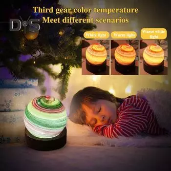 3D Луна лампа прикроватная лампа с деревянной основой регулируемая яркость USB день рождения месяц искусство ночник украшение стола D