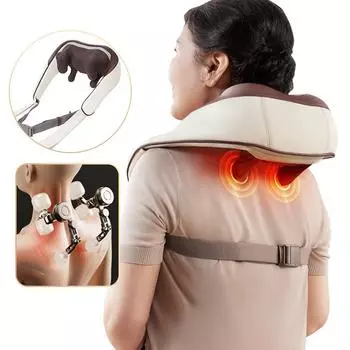 3D-манипулятор, массажная шаль с подогревом, универсальный U-образный электрический массажер для разминания спины, шеи, плеч коричневый