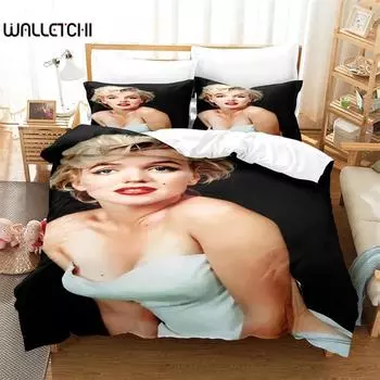 3D Marilyn Monroe All Season Duvet Cover Постельное белье Комплекты одеял Мягкие пододеяльники и наволочки Single/Double/Queen/King 135x200cm 2pcs