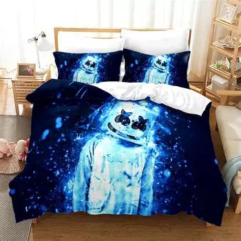 3D Marshmello DJ Bedding Set Print Duvet Cover Set with Pillowcase Home Textile Single Twin Double Queen King Size Dropshipping EUR-Single 135x200cm