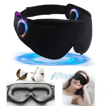 3D маска для сна блокирует легкую мягкую маску для сна с мягкой подкладкой для глаз с музыкой Bluetooth чёрный