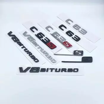 3D матовые черные буквы V8 Biturbo 4matic эмблема для Mercedes Benz AMG C63 C63S Coupe, автомобильное крыло, багажник, табличка с логотипом, наклейка Black S матовый черный