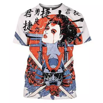 3D Men s T-shirt Japanese Geisha HD Print Summer Short Sleeve O-neck Top Oversized Size Fashion Street Casual Quick Dry Shirt6XL S