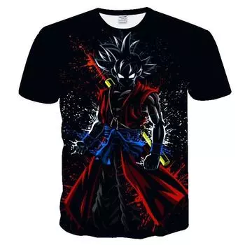 3d Men Tshirts Dragon Ball Z Fighting Super Saiyan Vegeta Printed T Shirt Tees Black&Red,XL