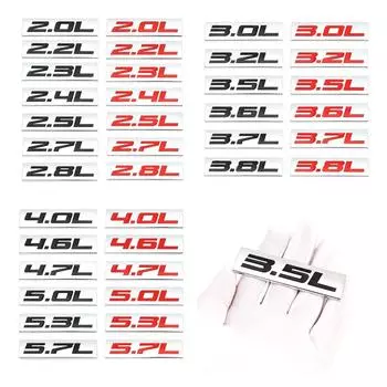 3D Металл 2.0L 2.4L 2.8L 3.2L 3.7L 4.6L 5.3L Эмблема автомобиля Наклейка на багажник 2.0L чёрный