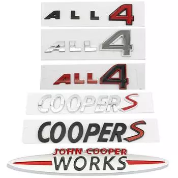 3D Металл ALL 4 ALL4 COOPER S WORKS Логотип Наклейки на автомобиль Наклейки на багажник Эмблема Значок для MI-NI COOPERS R60 R61 F60 R50 R52 R53 WORKS серебряный