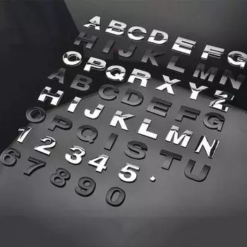 3D Металл DIY Стайлинг Буквы Слово Алфавит Эмблема Наклейки Номера Маркировка Стикер Автомобиля Задний Багажник Логотип Цифровой Значок Аксессуары A чёрный