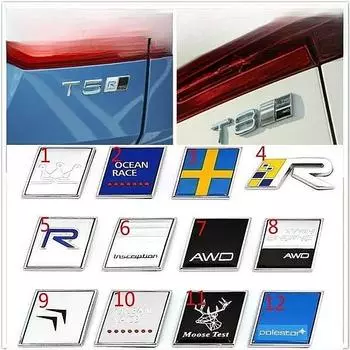 3D Металл R Дизайн AWD Moose Test Логотип Эмблема Наклейка Наклейка автомобиля для Ocean V40 V60 V90 XC60 XC90 XC40 S60 S90 S80 C30 8