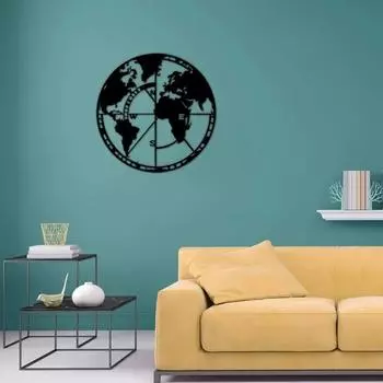 3D металлическая карта мира, глобус, элегантное произведение искусства для настенных украшений, уникальный дизайн металлических вывесок или пространств для любителей путешествий чёрный