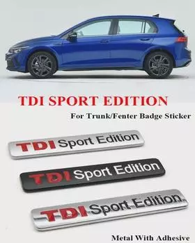 3D металлическая наклейка на автомобиль, логотип на задний багажник, значок TDI Sport Edition, эмблема для GTI Polo Golf 5 6 7 Passat Tiguan, автомобильные аксессуары TDI Sport Edition-Black