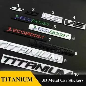 3D металлическая титановая эмблема V6 S на задний багажник автомобиля, хромированные наклейки-наклейки для значков, наклейки для F/ord M/ondeo T/aurus E/cosport K/uga E/dge E/xplorer и т. д. 2
