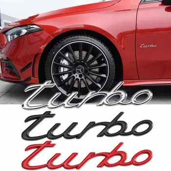 3D Металлические буквы Turbo Задний багажник Передняя решетка капот Эмблема Значок Наклейка Универсальные автомобильные аксессуары чёрный