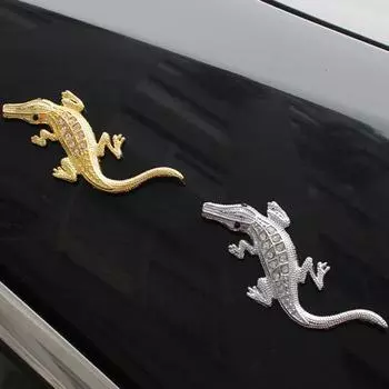 3D металлические крокодиловые стразы стайлинга автомобилей наклейки авто наклейки украшения серебряный