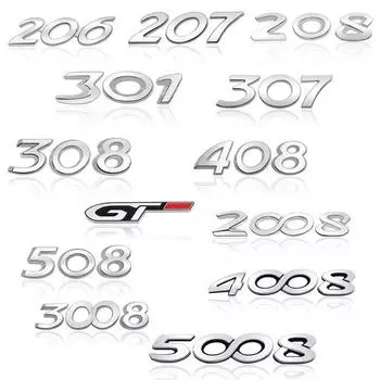 3D металлические наклейки на багажник автомобиля, эмблема, значок, наклейка для 206, 207, 208, 301, 307, 308, 406, 408, 508, 5008, 2008, 3008, 4008, Стайлинг автомобиля 307 серебряный