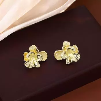 3D металлические серьги-гвоздики в золоте для женщин - модные высококачественные украшения для ушей золотой