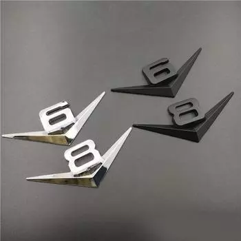 3D металлический автомобильный бампер, наклейка на задний багажник, значок V6 V8 V6 серебряный