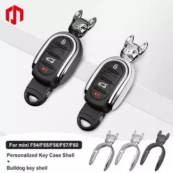 3D металлический чехол для автомобильного ключа Bulldog, защитная оболочка для Mini Cooper F56 F55 F60 F54 F57, аксессуары для украшения автомобильного брелока