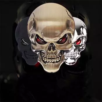 3D Металлический Череп Логотип Человек Голова Эмблема Наклейка Крышка Автомобиля Наклейки Съемная Водонепроницаемая Наклейка чёрный