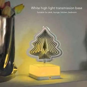 3D металлический лист ночник вращающийся перезаряжаемый декор 3D ночник светодиодный светильник основание рождественские елки
