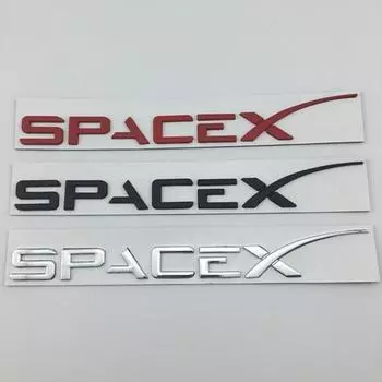 3D металлический логотип SPACEX для модели 3 SX Roadster P75D P85D P90D P100D наклейка на задний багажник автомобиля эмблема буква значок аксессуары для стайлинга чёрный