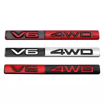 3D металлический логотип V6 4WD наклейка на автомобиль задний багажник крыло эмблема значок наклейки для HIGHLANDER COROLLA RAV4 Camry CROWN PRIUS REIZ чёрный/серебряный