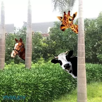 3D металлический настенный декор с животными, лошадь, корова, жираф, настенный кулон, нержавеющая кованая настенная статуя, произведение искусства, украшение для дома и улицы Cow