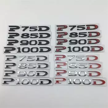 3D металлический значок автомобиля для модели 3 SX Roadster P75D P85D P90D P100D, наклейка на задний багажник, эмблема, буквенный логотип, аксессуары для стайлинга P75D чёрный