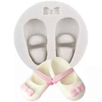 3D милые детские туфли с бантиками, силиконовая форма, сделай сам, детский топпер для кексов на день рождения, инструменты для украшения торта из помадки, конфетная глина, шоколадные формы