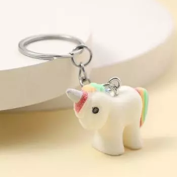 3D милый флокированный радужная лошадь брелок мультфильм флокированный красочный пони животное брелок сумка кулон рюкзак шарм автомобиль декор подарки
