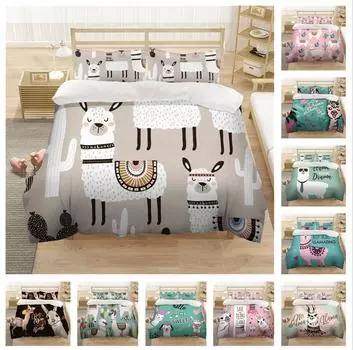 3D милый комплект постельного белья из альпаки с мультяшным пухом, пуховым одеялом и наволочкой, 2/3 шт., AU135 * 200, детская кровать, полный размер, мягкое украшение для дома Baby 100x135cm