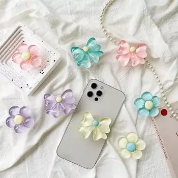 3D милый прозрачный цветочный бант складной палец кольцо держатель телефона Griptok для iPhone поддержка гнездо карман ручка Tok подставка кронштейн
