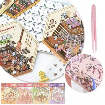 3D Миниатюрные наклейки для сцен Смешные милые корейские мультяшные наклейки DIY Декомпрессионные мини-наклейки S U8V2 Style 4-4pcs