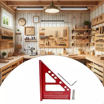 3D многоугловая измерительная линейка, столярный угольник, алюминиевый сплав, портативные инструменты для деревообработки красный