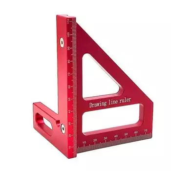 3D многоугловая измерительная линейка, высокоточная, легкая, портативная, 45/90 градусов, алюминиевый сплав красный