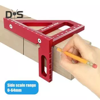 3D многоугловая измерительная линейка, высокоточный легкий портативный транспортир из алюминиевого сплава с углом наклона 45/90 градусов для деревообработки красный