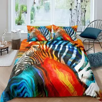 3D мода цифровая печать зебра комплект постельного белья детский комплект постельного белья животное пододеяльник комплект двойная для взрослых мальчиков размер King Au King240x210cm