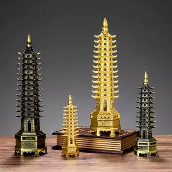 3D-модель из цинкового сплава по фен-шуй, китайская башня-пагода Вэньчан, сувенирная статуэтка, предметы интерьера, изделия из металла