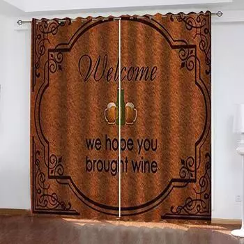 3D Modern Alphabet Art Prints Elegant Design 2 Pieces Blackout Curtain Window Drape Curtain For Living Room Bedroom Decor W70xH160cmx2&Grommet Top