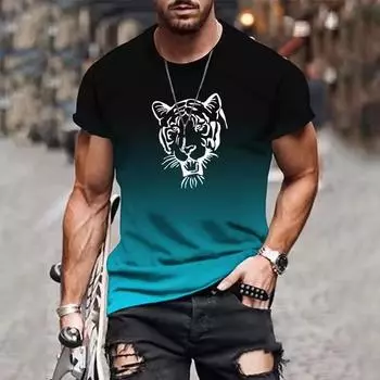 3D модная мужская футболка с принтом градиент повседневные летние топы с коротким рукавом мужские крутые S-6XL свободная одежда ретро топы S