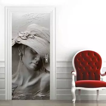 3D модная статуя девушки, водонепроницаемая наклейка на дверь, виниловые обои для дверей, офисная художественная наклейка на дверь, межкомнатная дверь, спальня, гостиная, ванная комната, домашний декор 77x200cm