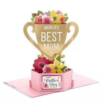 3D-открытка ко Дню матери, дизайн-вылет, лучшая поздравительная 3D-открытка ко Дню матери, своими руками, в форме кубка, лазерная резка