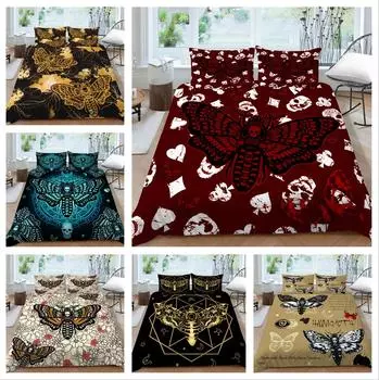 3D Мотылек Голова Черепа Постельные Принадлежности Полноразмерный Червь Череп Голова Покрывало Набор Ткань из Микрофибры с Молнией Моющиеся Мягкие Украшения Дома Baby 100x135cm