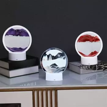 3D Moving Sand Art, 7,87 дюйма, вращающиеся на 360 ° украшения в виде песочных часов, Creative Art Sand Art Liquid Motion серый