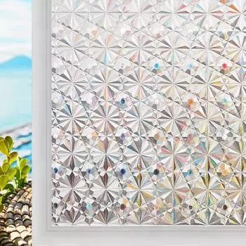 3D Мозаика Радуга Оконная Пленка Конфиденциальность УФ Защита Статическое Прилипание Клейкие Оконные Наклейки Для Дома Съемная Теплоизоляция 30 x 100 cm