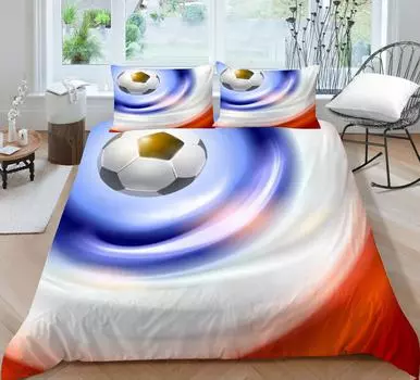 3D Мягкая дышащая домашняя кровать Пододеяльник Комплект 3D Футбол Дизайн Постельное белье Удобный Микрофибра Теплый набор кровати Single 135x200cm