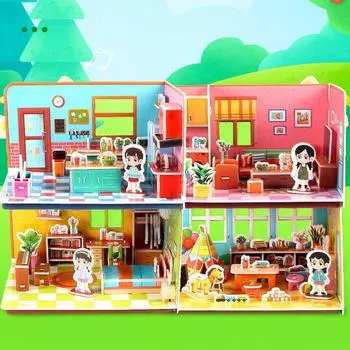 3D мультфильм 3D головоломка ручной работы бумажные головоломки игрушки ручной работы головоломка DIY комната для девочек C