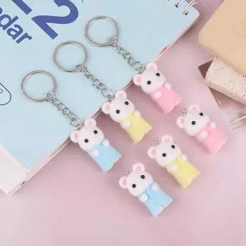 3D мультфильм стекаются красочные одежды любовь мышь брелок сумка кулон милый маленький мышонок животное брелок рюкзак автомобиль декор подарки as the picture